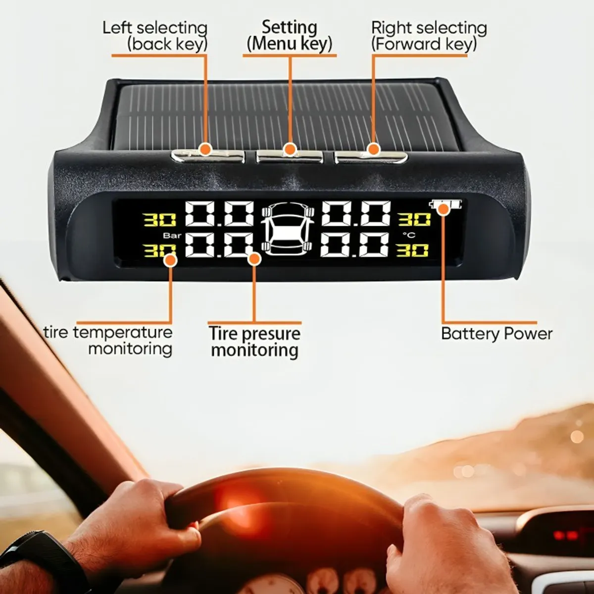 Sistema Monitoreo Presión Neumáticos Auto Tpms Solar, marca GENERICO - Foto 2