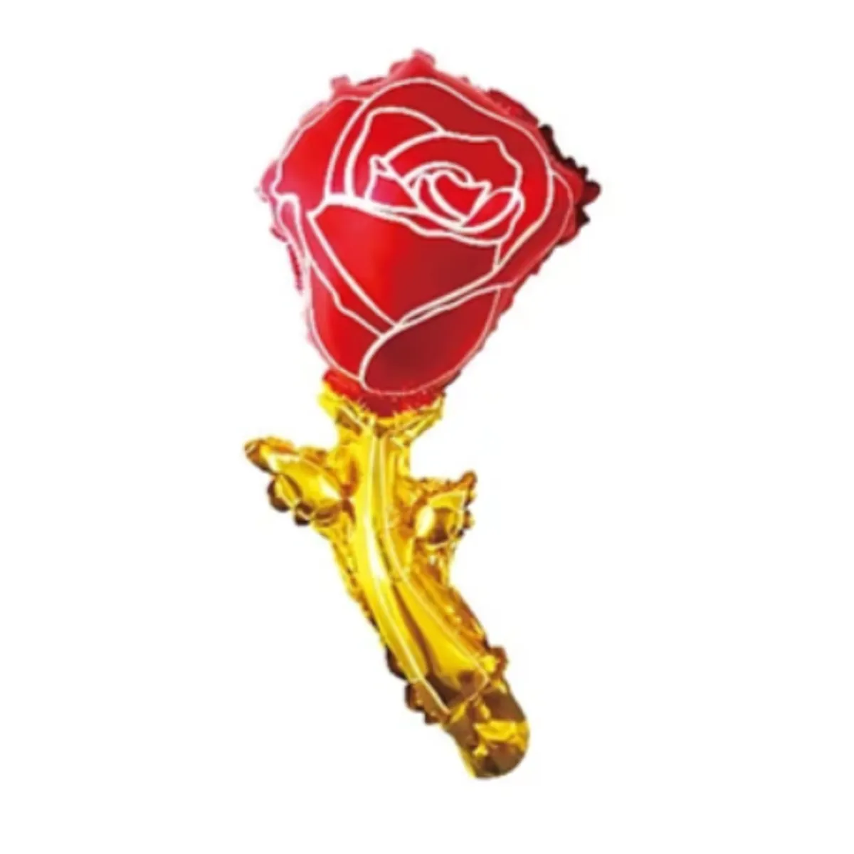 GENERICO - Globo metálico mini rosa rojo y dorado