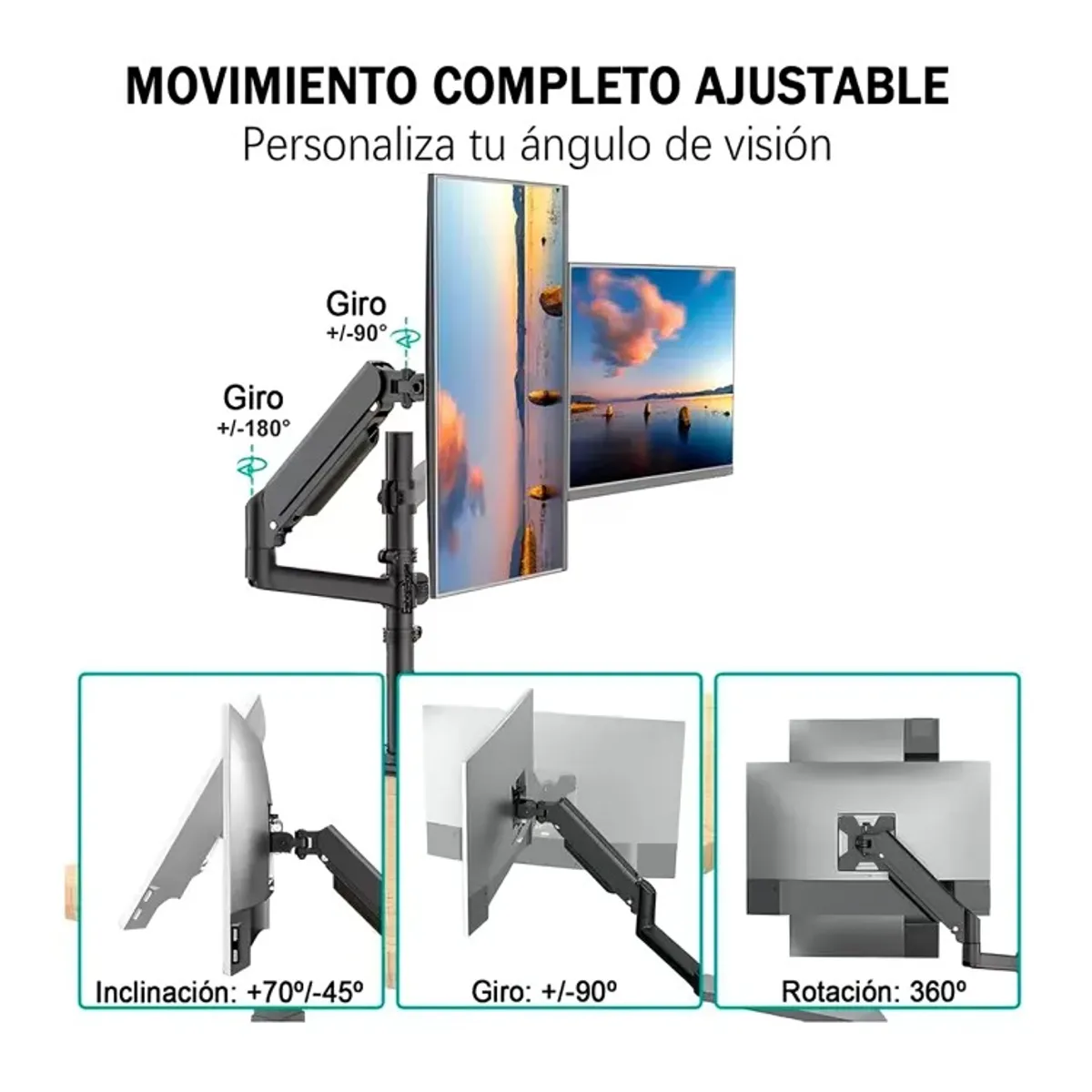 GENERICO - Brazo Soporte Doble Monitor Escritorio 13 A 32 Pulgadas 9kg