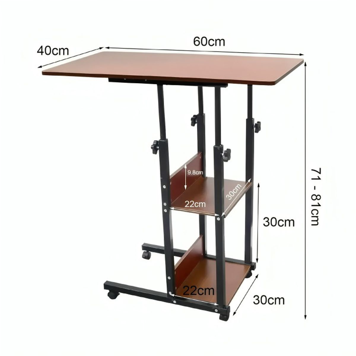 GENERICO - Mesa Auxiliar Altura Ajustable Con Ruedas Multifuncional