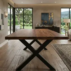 GENERICO - Mesa / Comedor Cascada / Roble de demolicion Y Metal / 140 X 80