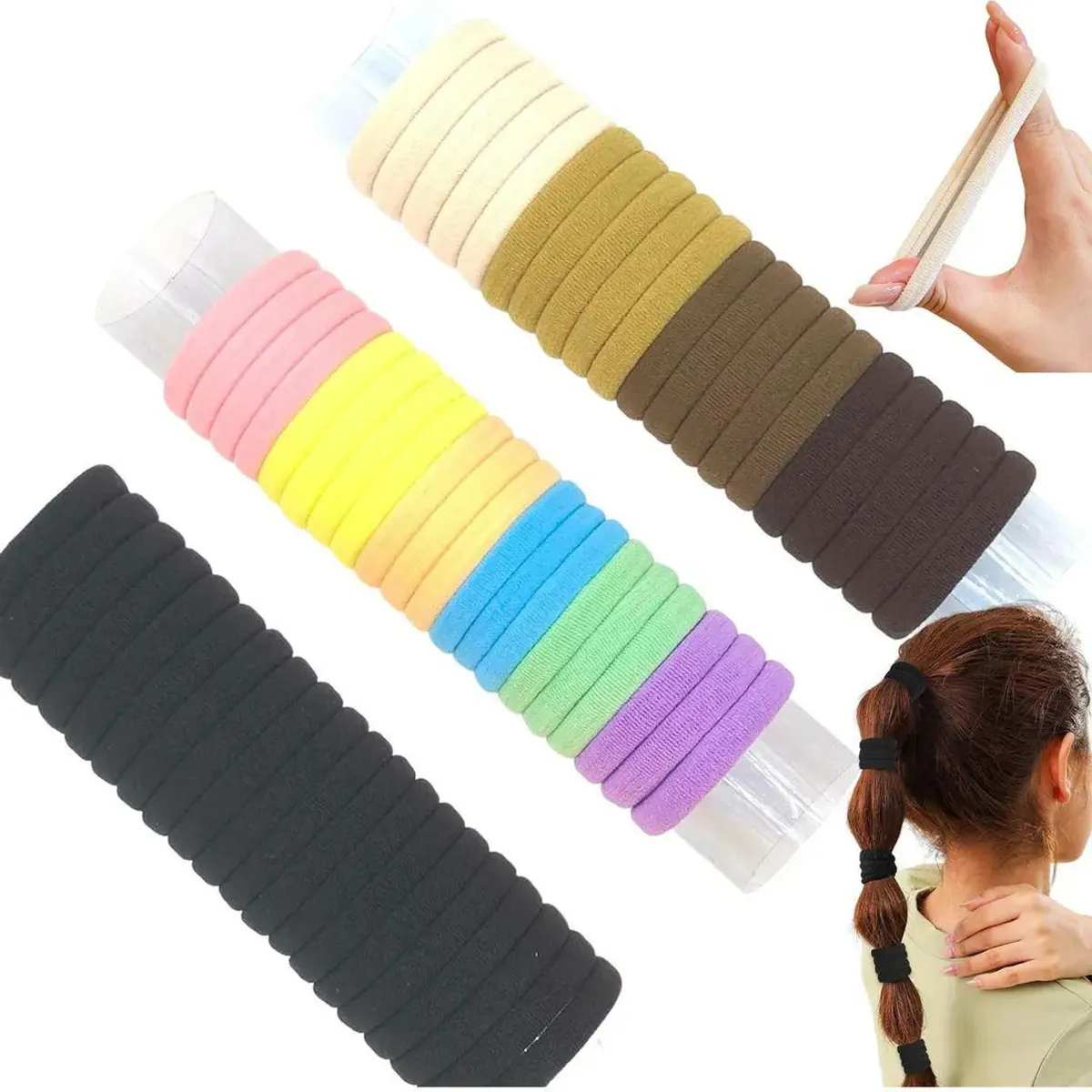 GENERICO - 60pcs Colet Para Cabello Múltiples Colores Alta Elasticid