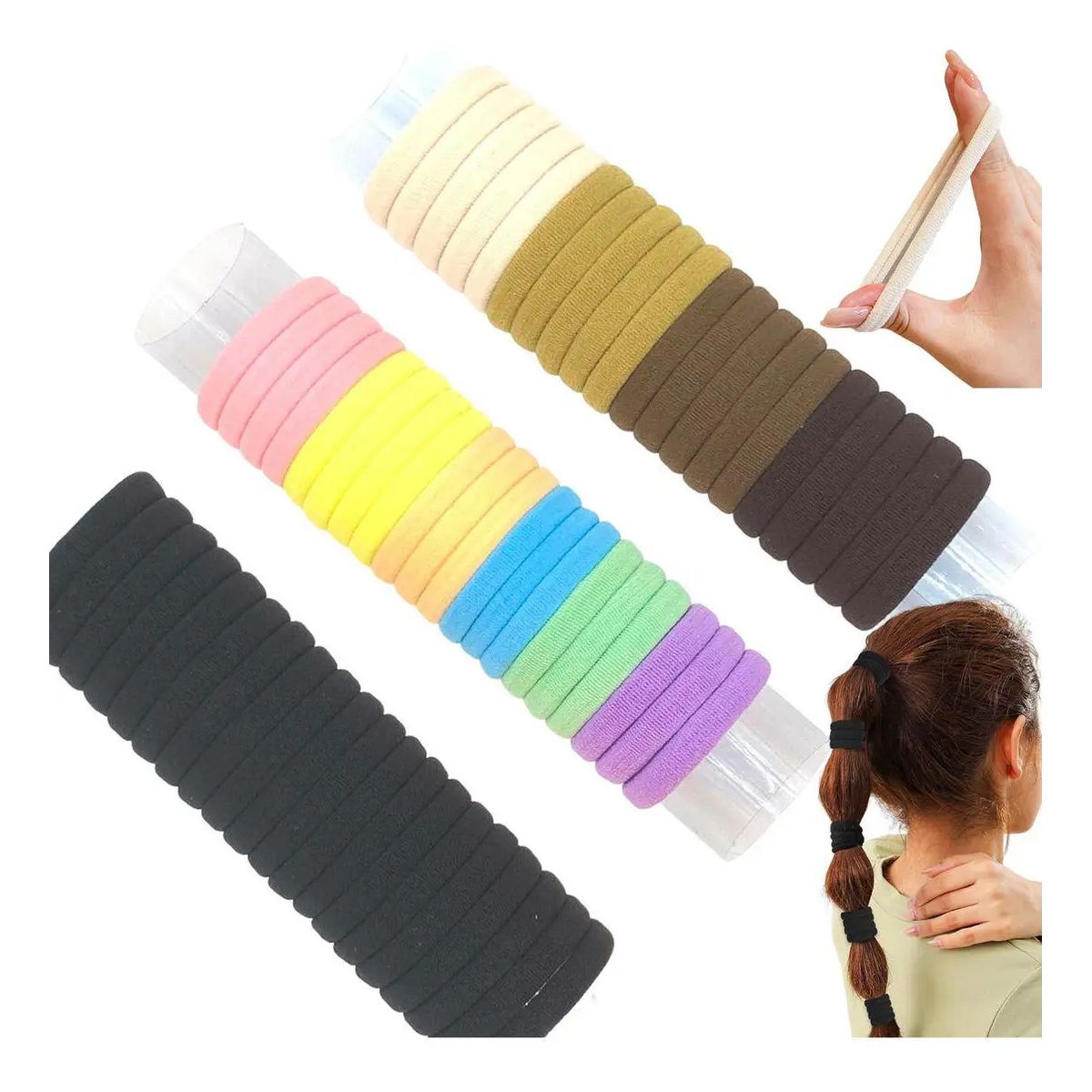 GENERICO - 60pcs Colet Para Cabello Múltiples Colores Alta Elasticid