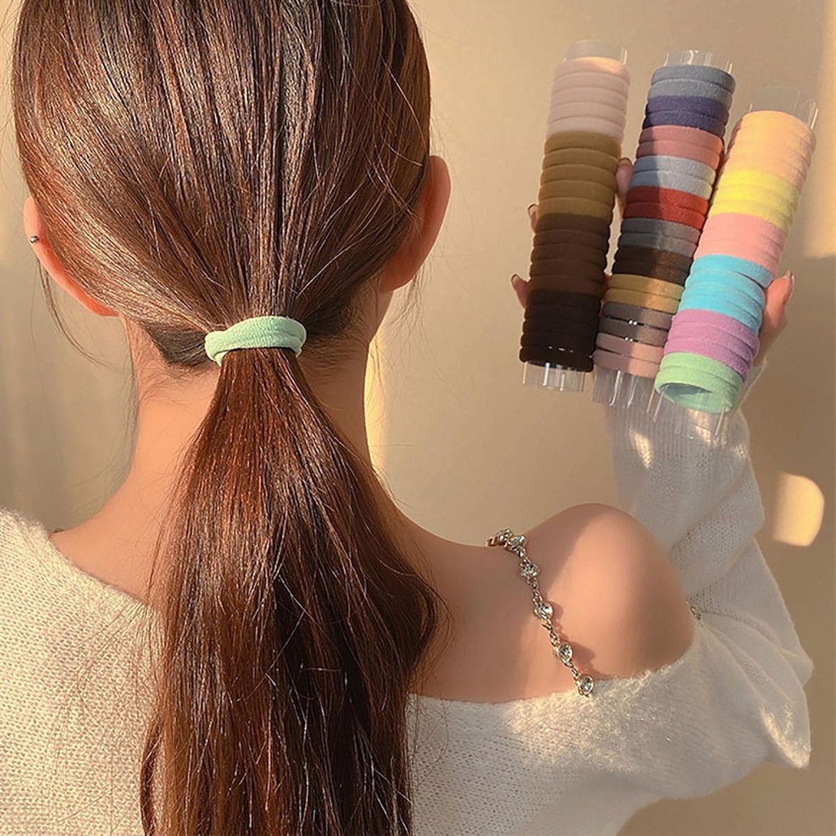 GENERICO - 60pcs Colet Para Cabello Múltiples Colores Alta Elasticid