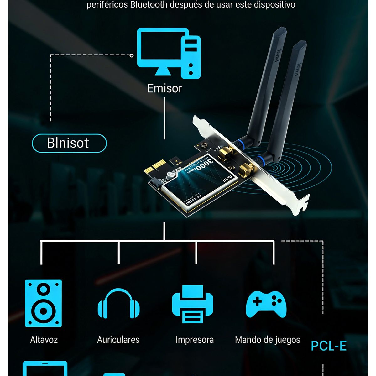 ATURE - Tarjeta De Red Inalámbrica Ax3000wifi6 5.8g Pcie Bluetoo 5.2