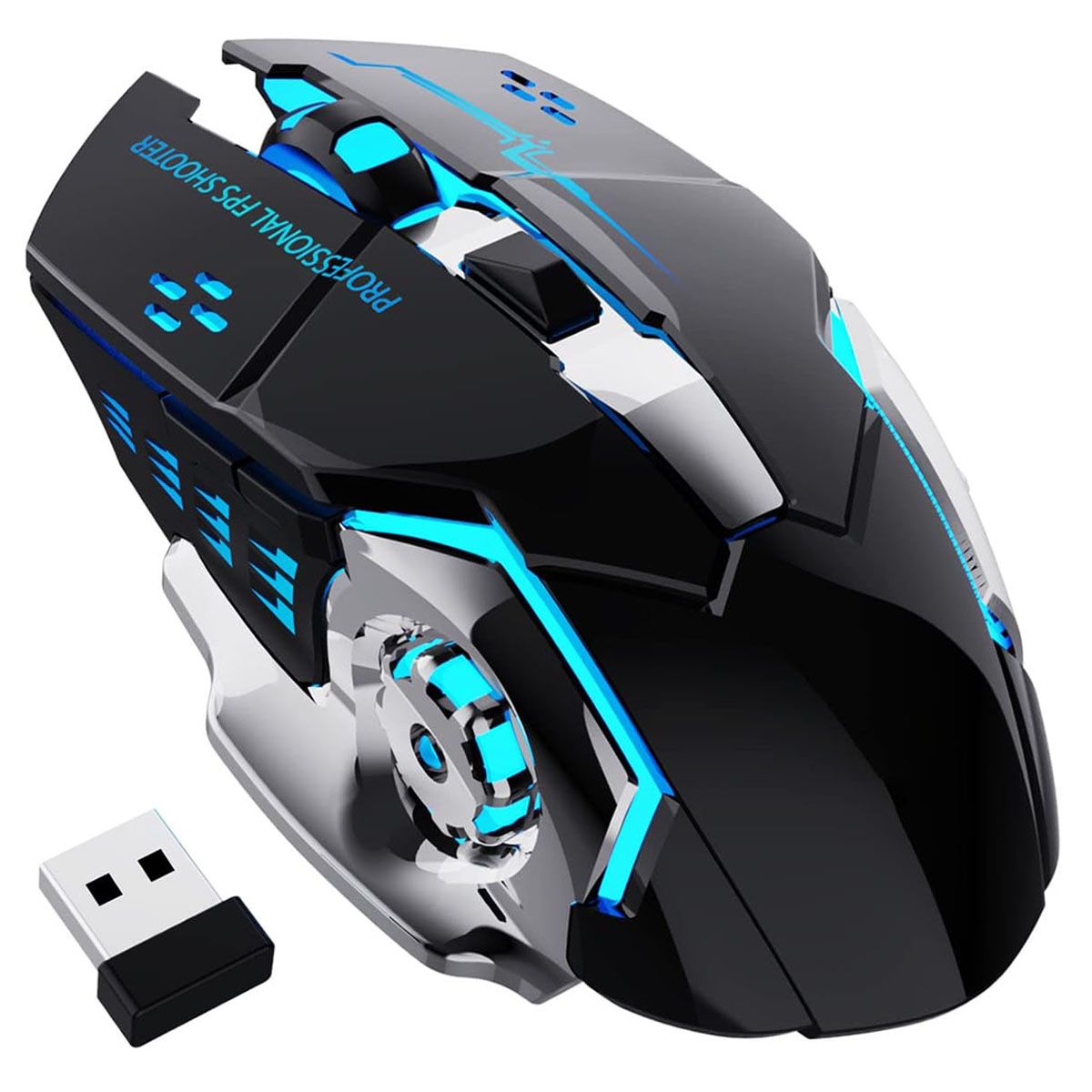 GENERICO - Ratón Inalámbrico Para Juegos Silencioso USB Recargable Con Luz Para Laptop Mac