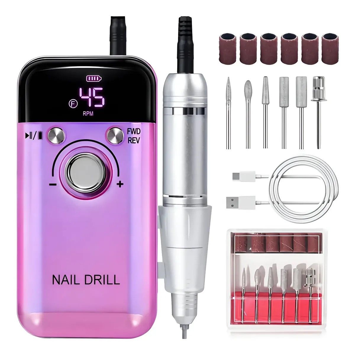 GENERICO - Pulidor De Uñas Esmeril Profesional Drill Portátil 45000rpm BELUG
