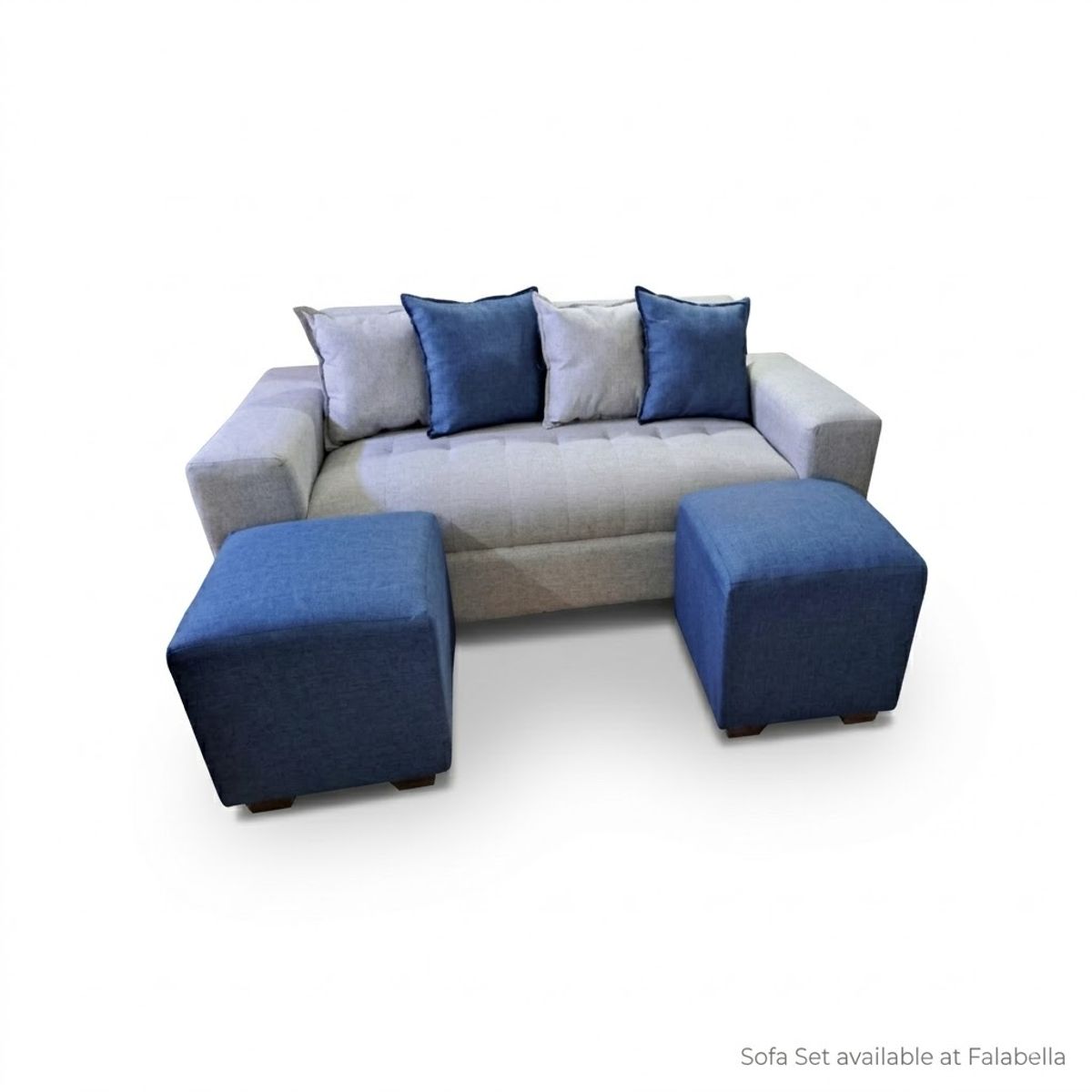 GENERICO - SOFA DOS CUERPOS MAS DOS PUFF GRIS LINO