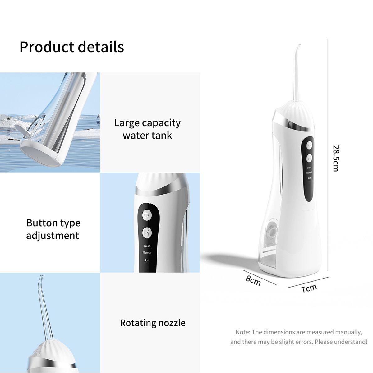 KINDA NICE - Irrigador Dental Eléctrico Presión Profesional Portátil Negro