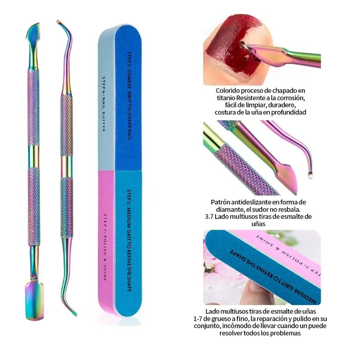 GENERICO - Kit De Manicura Y Pedicura Profesional Corta Uñas Acero Inox BELUG