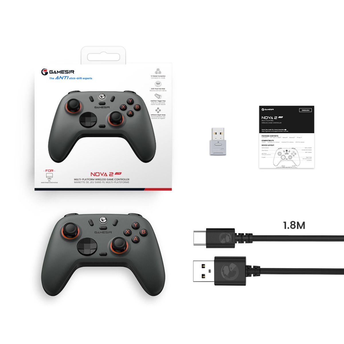 GAMESIR - Control De Juegos Inalámbrico Gamesir Nova 2 Lite - Gris