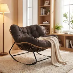 UMEXUS - Sillon Mecedor Silla Mecedora Sitial Moderna Talla Xl tejido