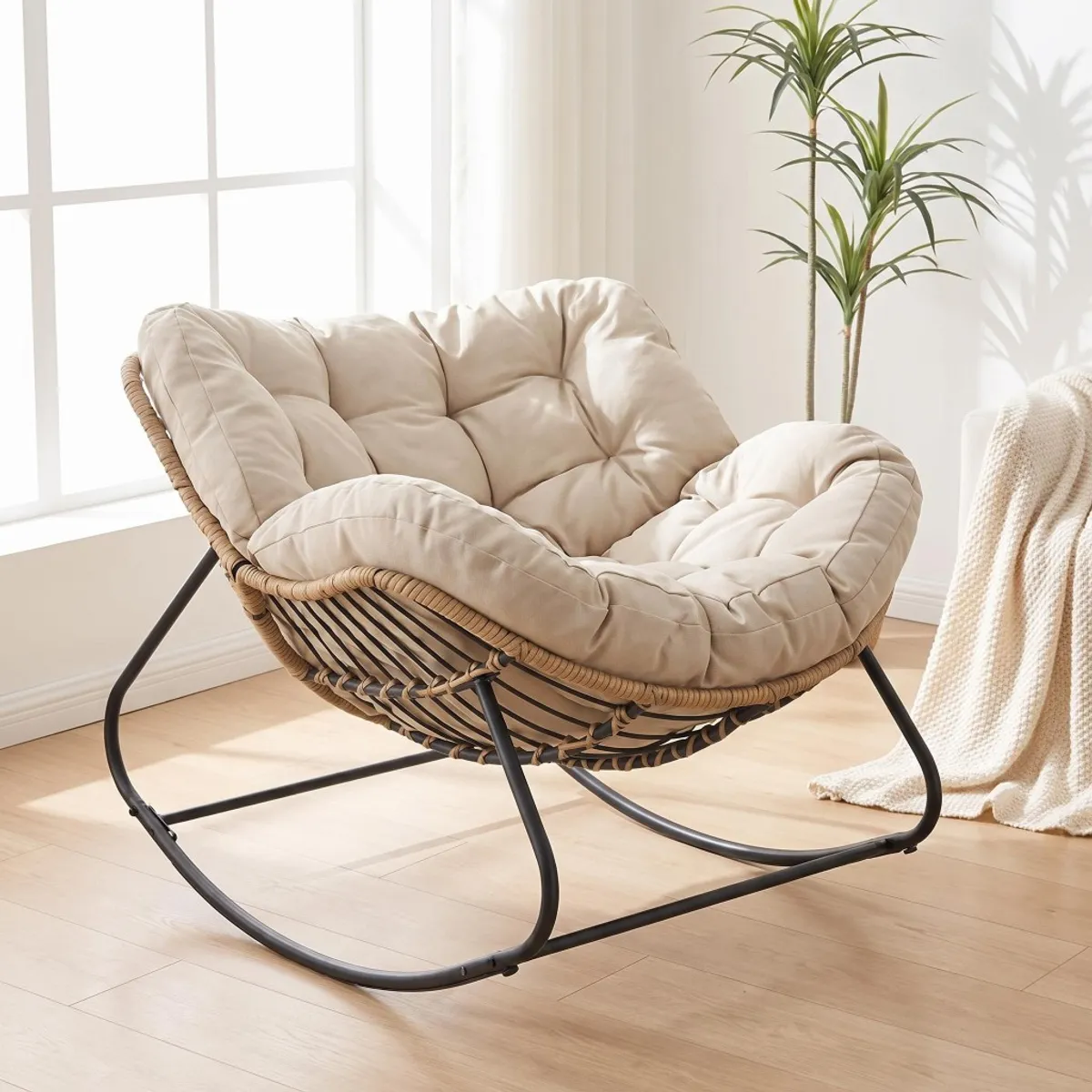 UMEXUS - Sillon Mecedor Silla Mecedora Sitial Moderna Talla Xl tejido