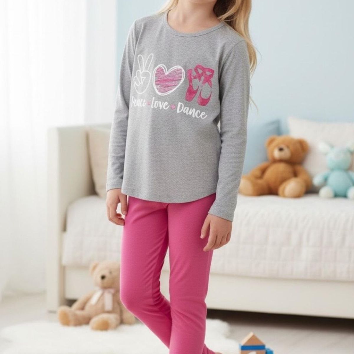 KOWHAI - Pijama Niña Estampado Peace Love Dance