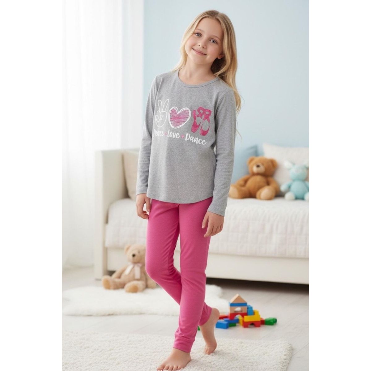 KOWHAI - Pijama Niña Estampado Peace Love Dance