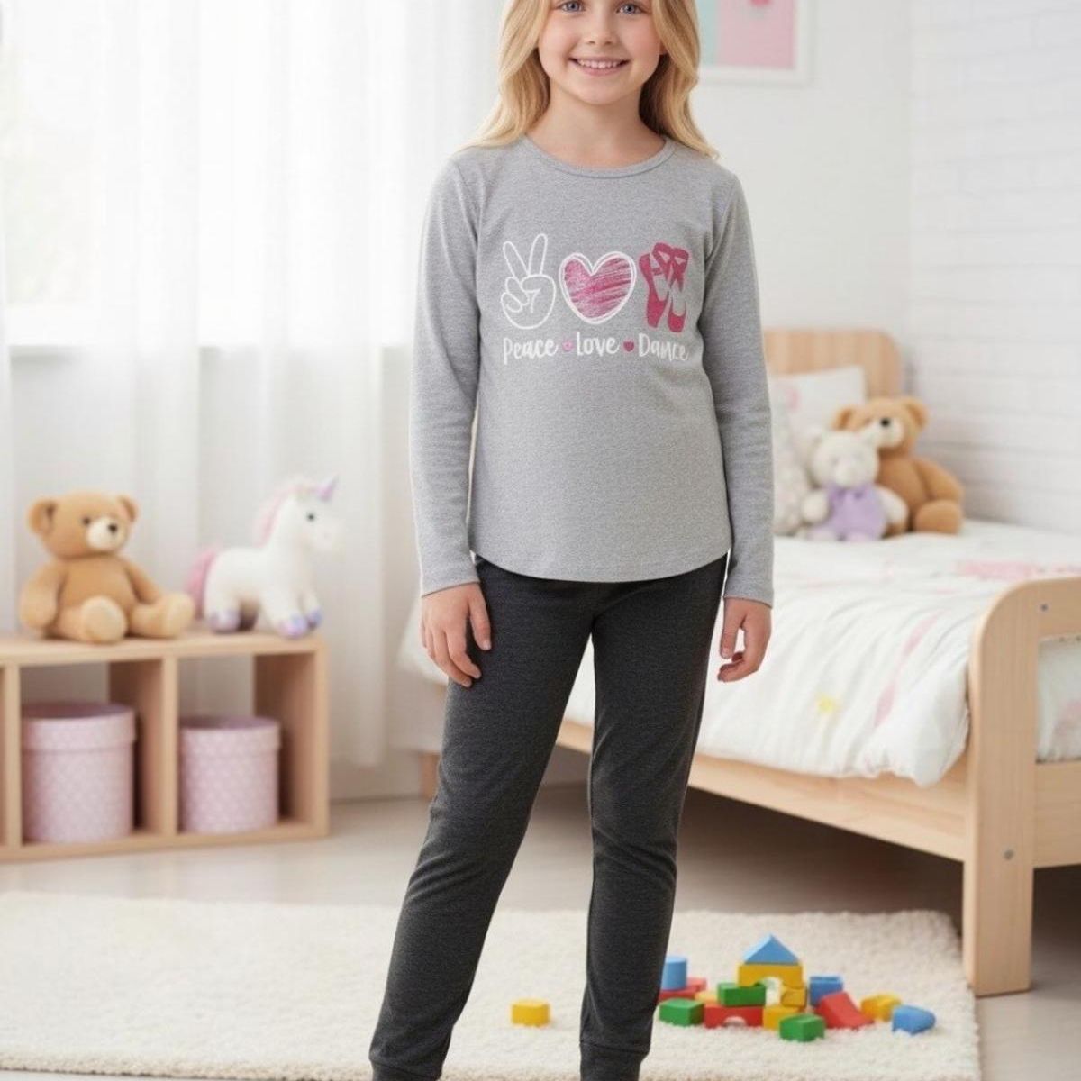 KOWHAI - Pijama Niña Estampado Peace Love Dance