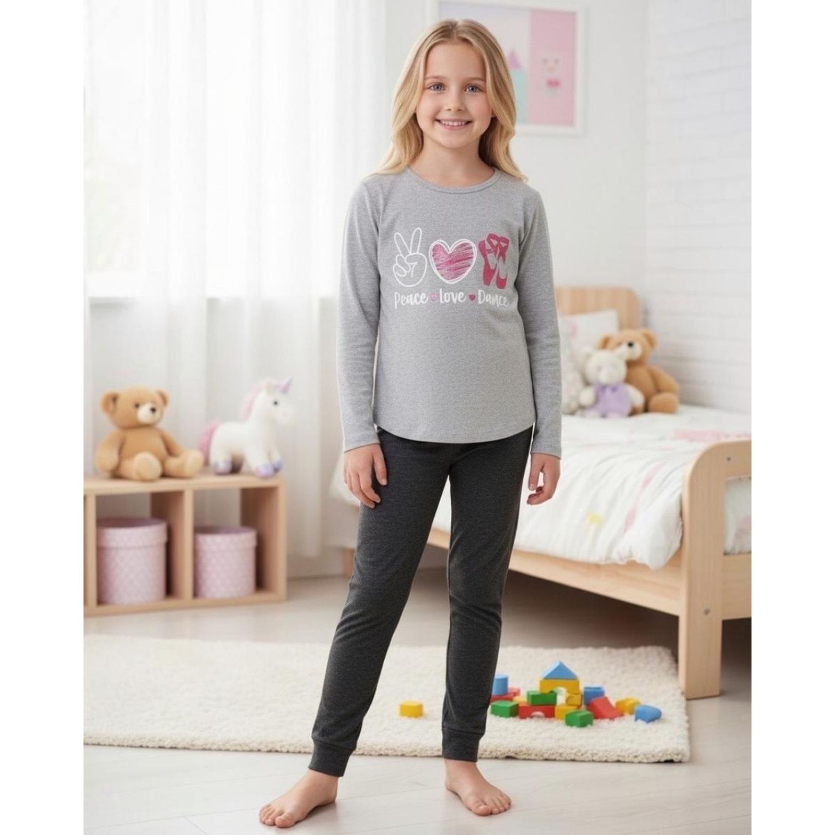 KOWHAI - Pijama Niña Estampado Peace Love Dance