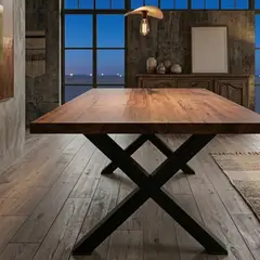 GENERICO - Mesa / Comedor Cascada / Roble de demolicion Y Metal / 220 X 90