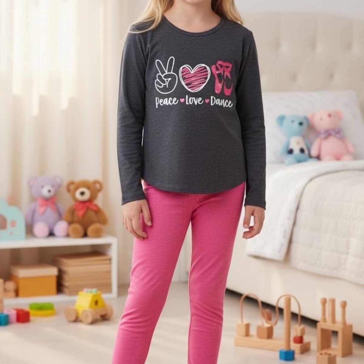 KOWHAI - Pijama Niña Estampado Peace Love Dance