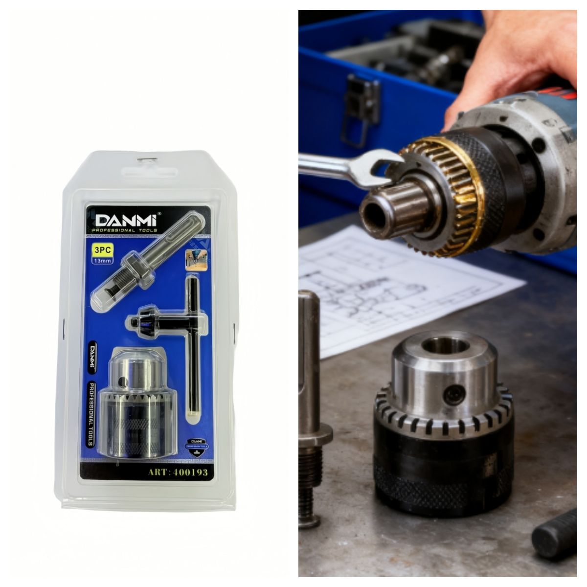 DANMI - Mandril Taladro 13mm Con Adaptador Danmi