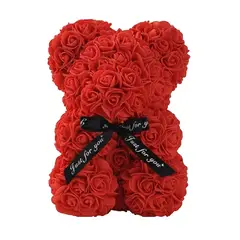 MOVI - Oso de Rosas Eternas de 25 cm – Regalo para San Valentín u otra ocasión especial, color Rojo.