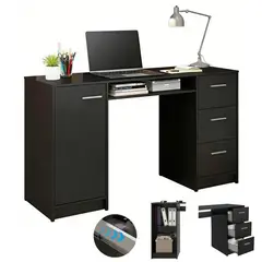 WUWAWDOGA - Escritorio De Oficina Modernos Minimalista Gamer Computadora Negro 136x77x45cm