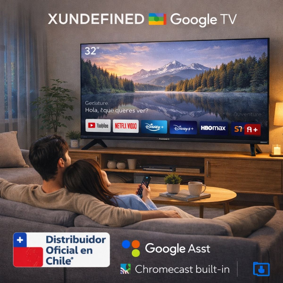 XUNDEFINED - Smart TV XUNDEFINED 32" HD Google TV Dolby Audio Control por Voz WiFi Netflix YouTube Televisor Inteligente 32 Pulgadas