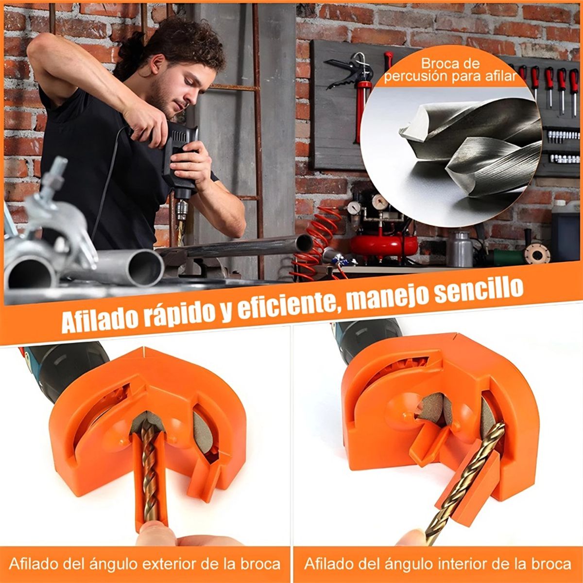 GENERICO - Afilador Brocas Taladro Eléctrico Y 2 Muelas Abrasivas