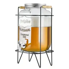 SUPERCENTER - Dispensador de Bebidas Vidrio Con Atril Soporte Dispensador De Jugos Jarra 4L