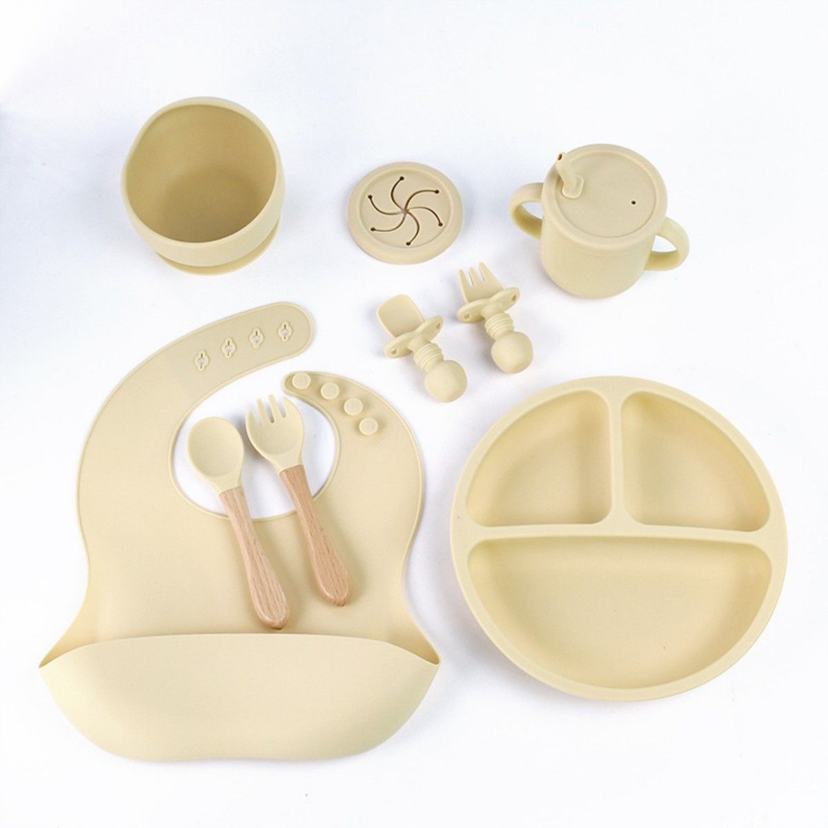 GENERICO - Set Alimentación Silicona Libre Bpa 9 Piezas Antideslizante