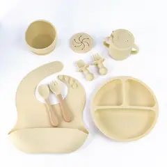 GENERICO - Set Alimentación Silicona Libre Bpa 9 Piezas Antideslizante