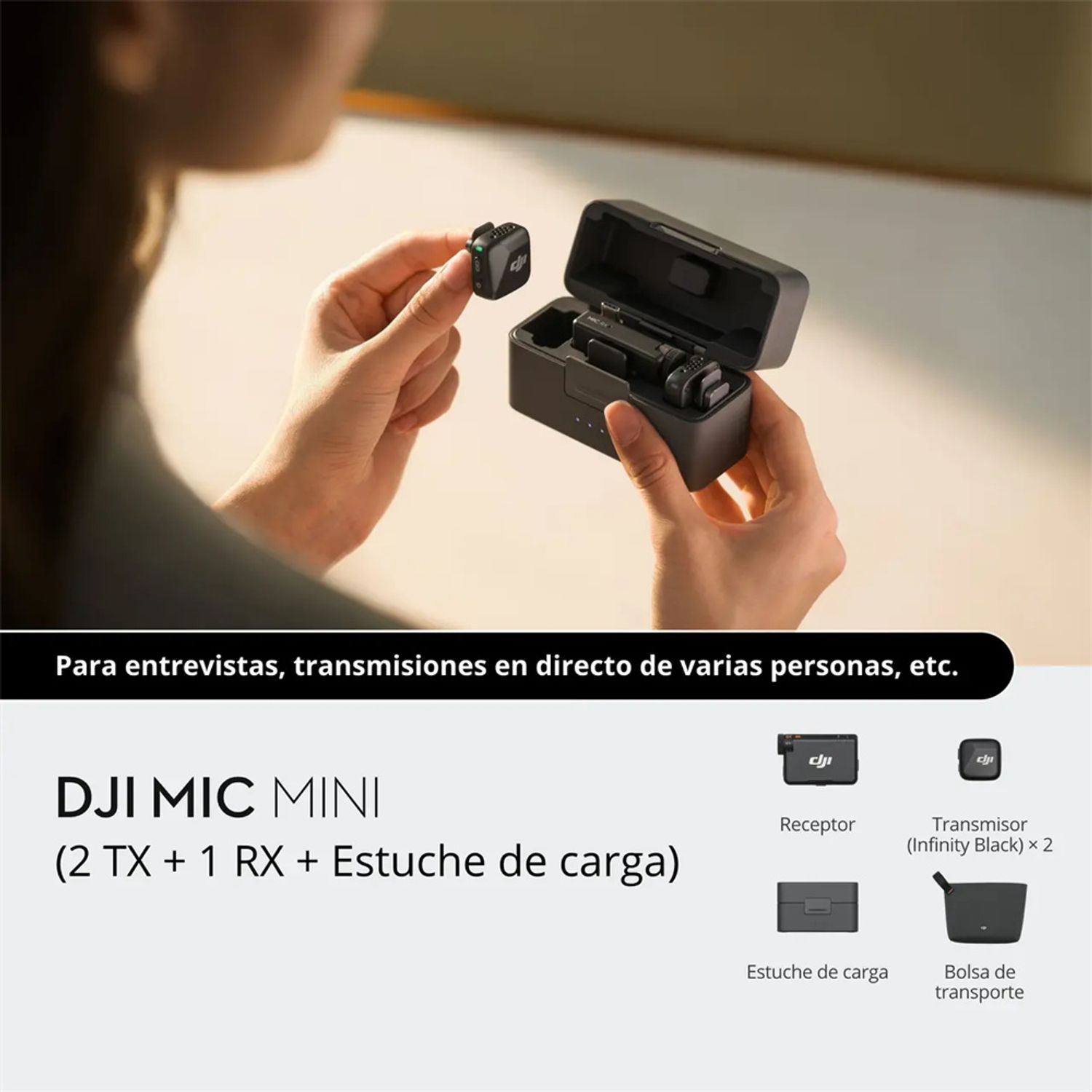 DJI DJI Mic Mini(2 TX + 1 RX + Estuche de carga) Micrófono