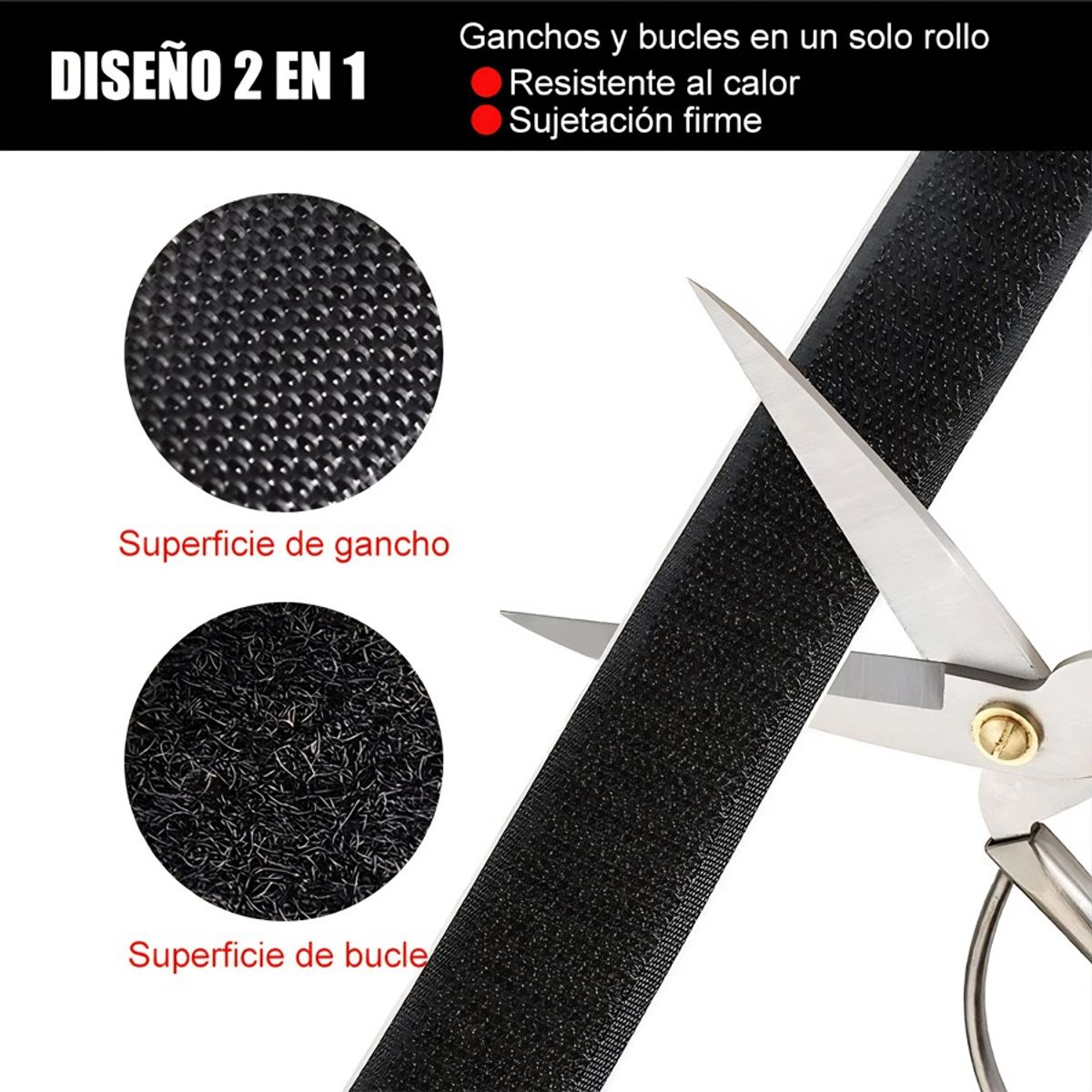 GENERICO - Velcro Autoadhesivo Abrojo 5 cm Ancho Rollo De 10 Metros