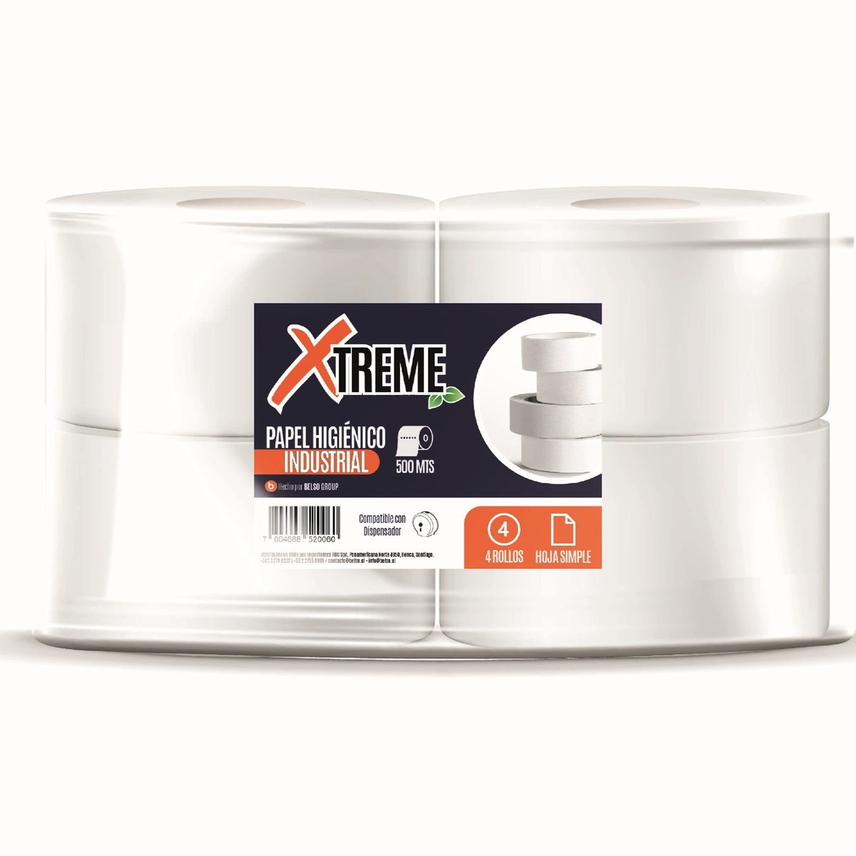 XTREME - Papel Higienico Xtreme Papel Higienico Simple Hoja 500m 4un