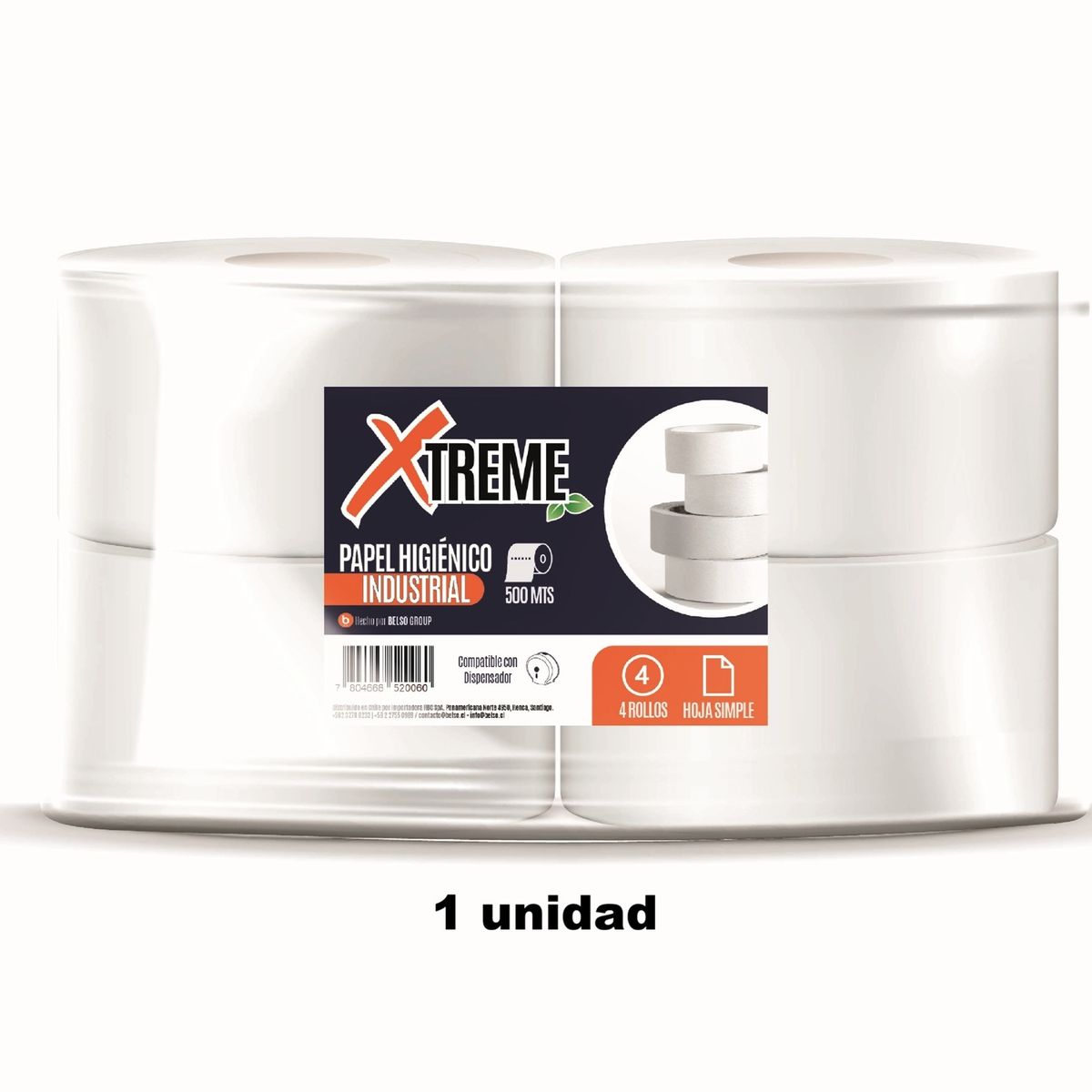 XTREME - Papel Higienico Xtreme Papel Higienico Simple Hoja 500m 4un