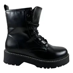 VIA UNO - Botin Negro Cuero PU 12082411