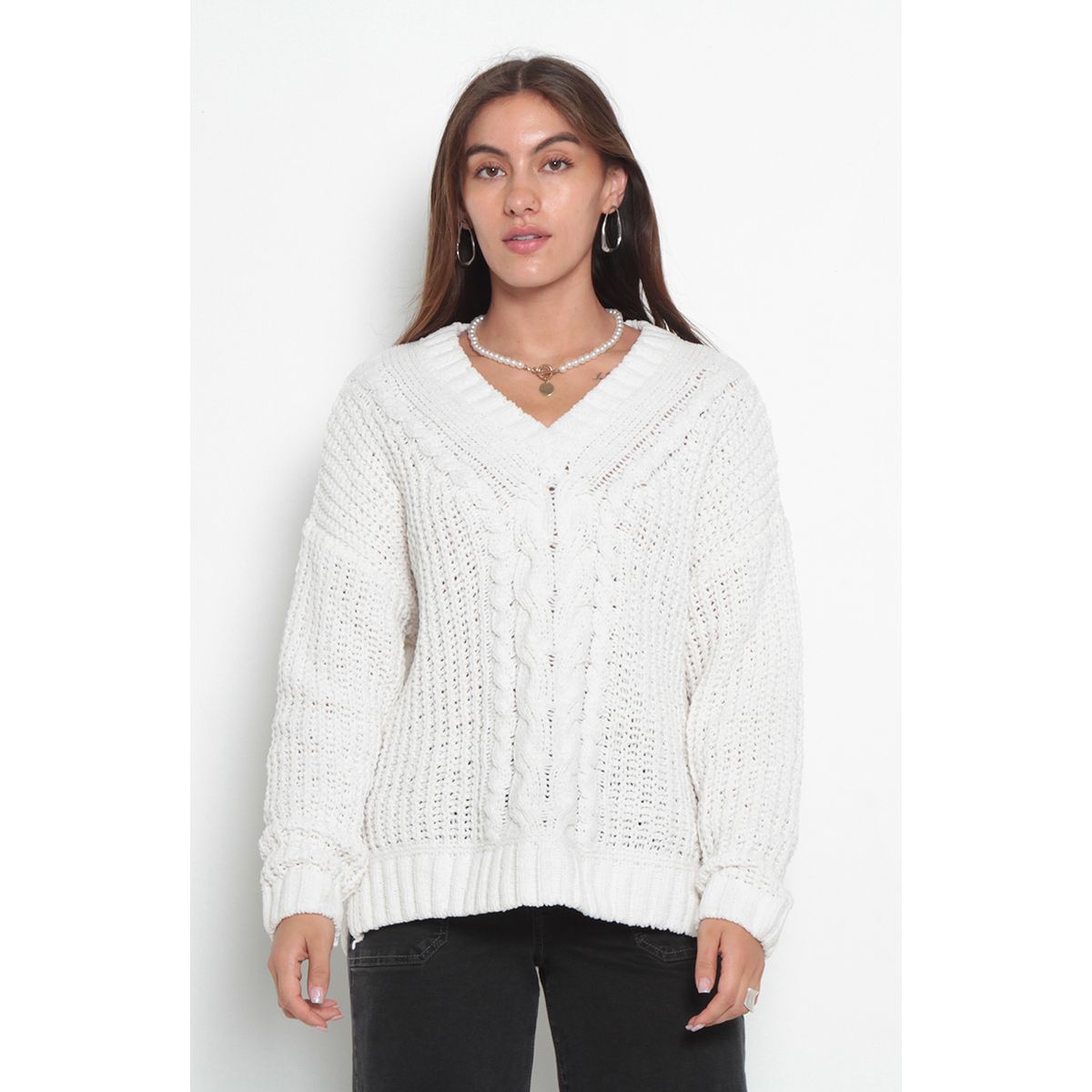 WADOS - SWEATER CHENILLE MANGA LARGA ESCOTE V