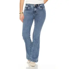 WADOS - JEANS FLARE TIRO ALTO PRETINA BASICA UN BOTON PUSH UP