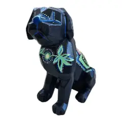CREA TALLER - Perro decorativo de cerámica 26cm azul