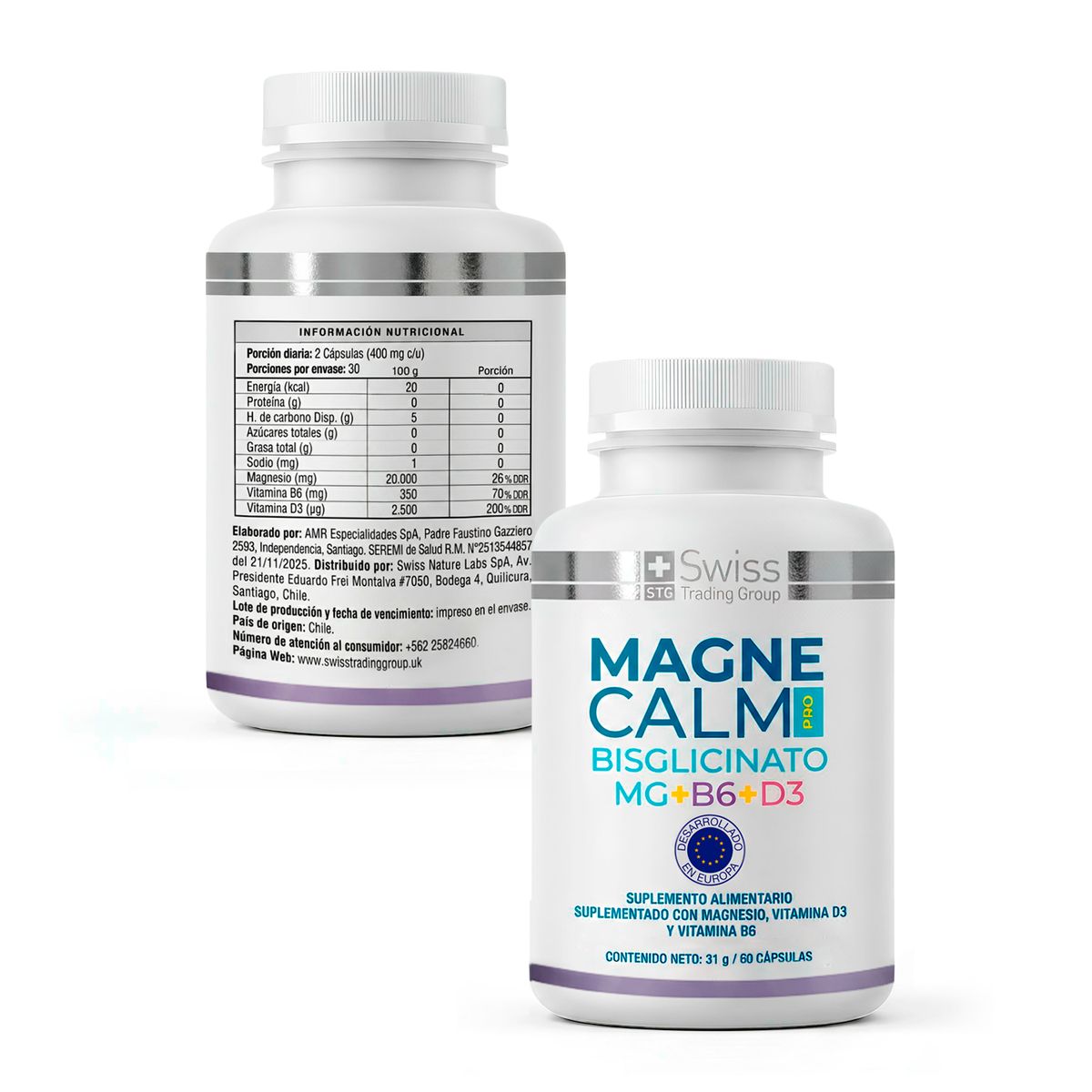 MAGNECALM PRO - Pack 2 Magnesio Bisglicinato 120 Cápsulas