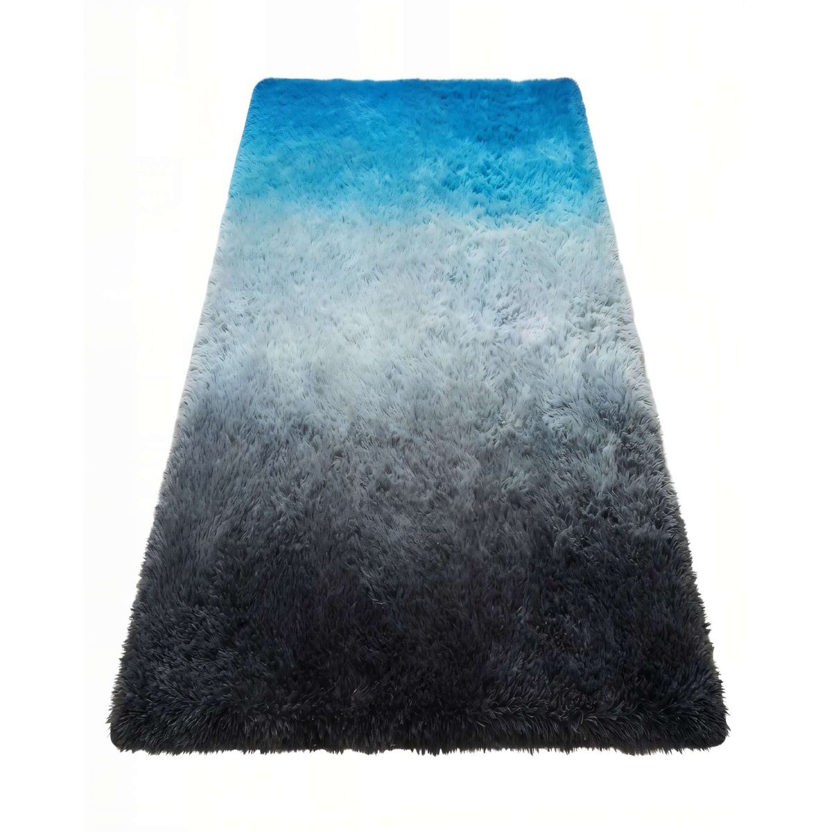 GENERICO - ALFOMBRA PELUDA 200X240  PREMIUM COLOR NEGRO CON AZUL Y BLANCO