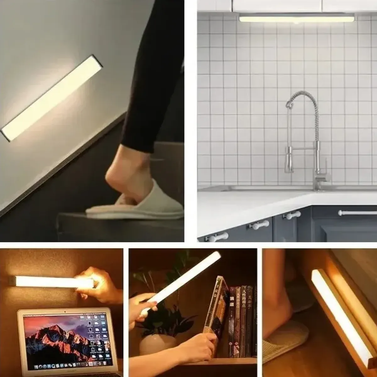 GENERICO - Pack de 2 Led Con Sensor Movimiento Cocina Armarios Escale Gabinetes Luz Calida