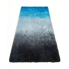 GENERICO - ALFOMBRA PELUDA 200X300 PREMIUM COLOR NEGRO CON AZUL Y BLANCO