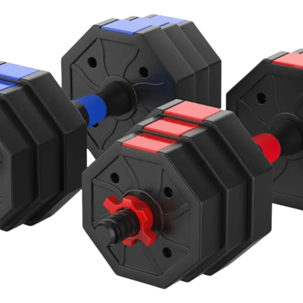 GENERICO - Mancuernas Hexagonales 20 Kg Total Ajustable  Pvc  Barra