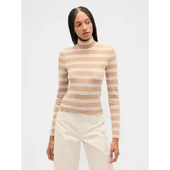 GAP - Polera Mujer Manga Larga Tneck Café
