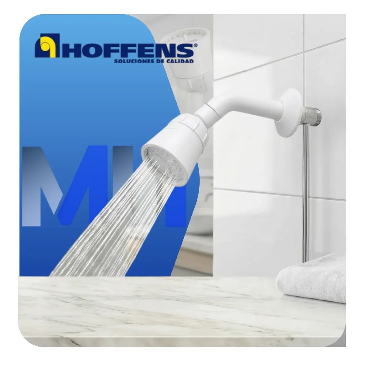 HOFFENS - Ducha Movil Blanca Polipropileno Chorro Regulable Universal