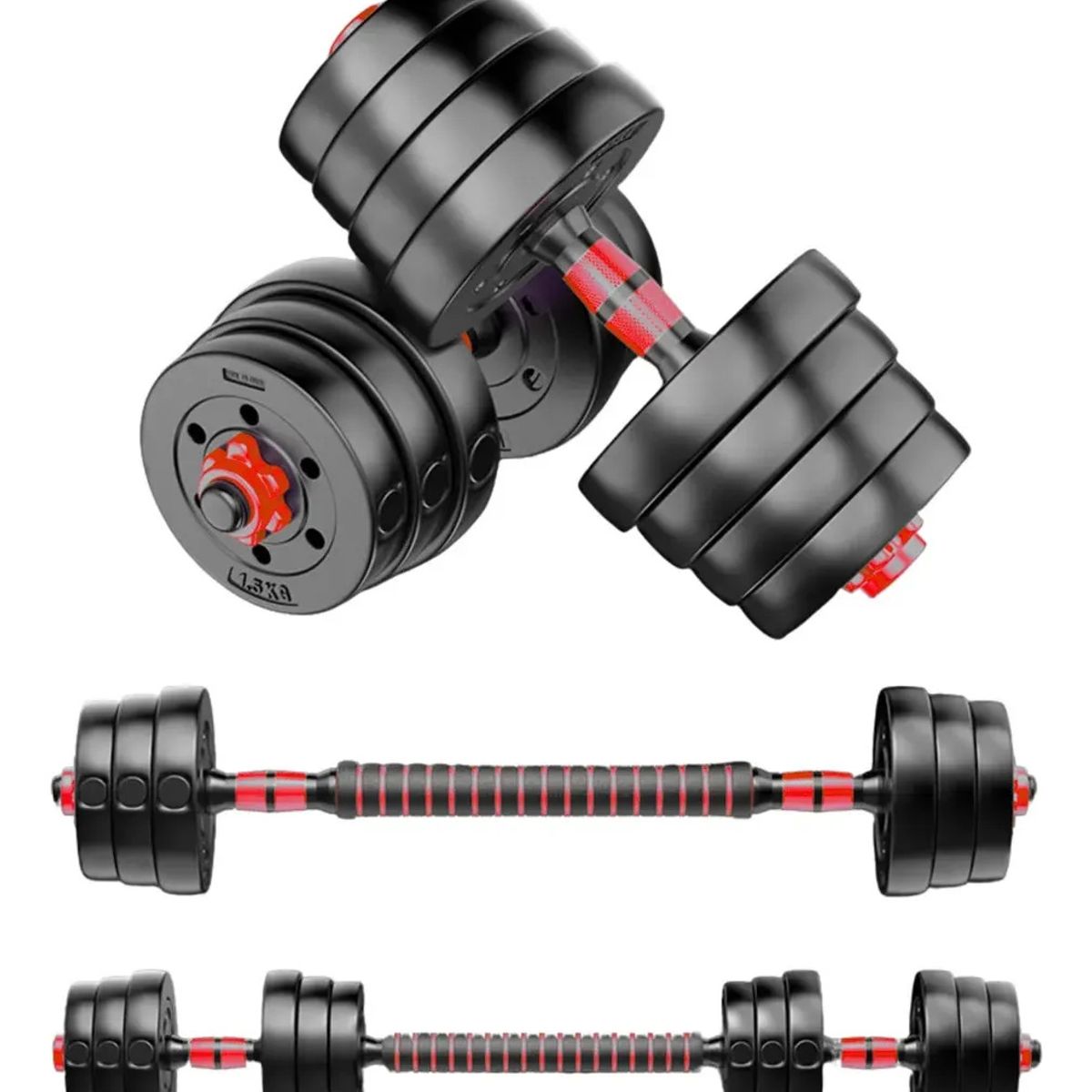 GENERICO - Set Pesas Mancuernas 50kg Ajustables Con Barra Extensora Kit