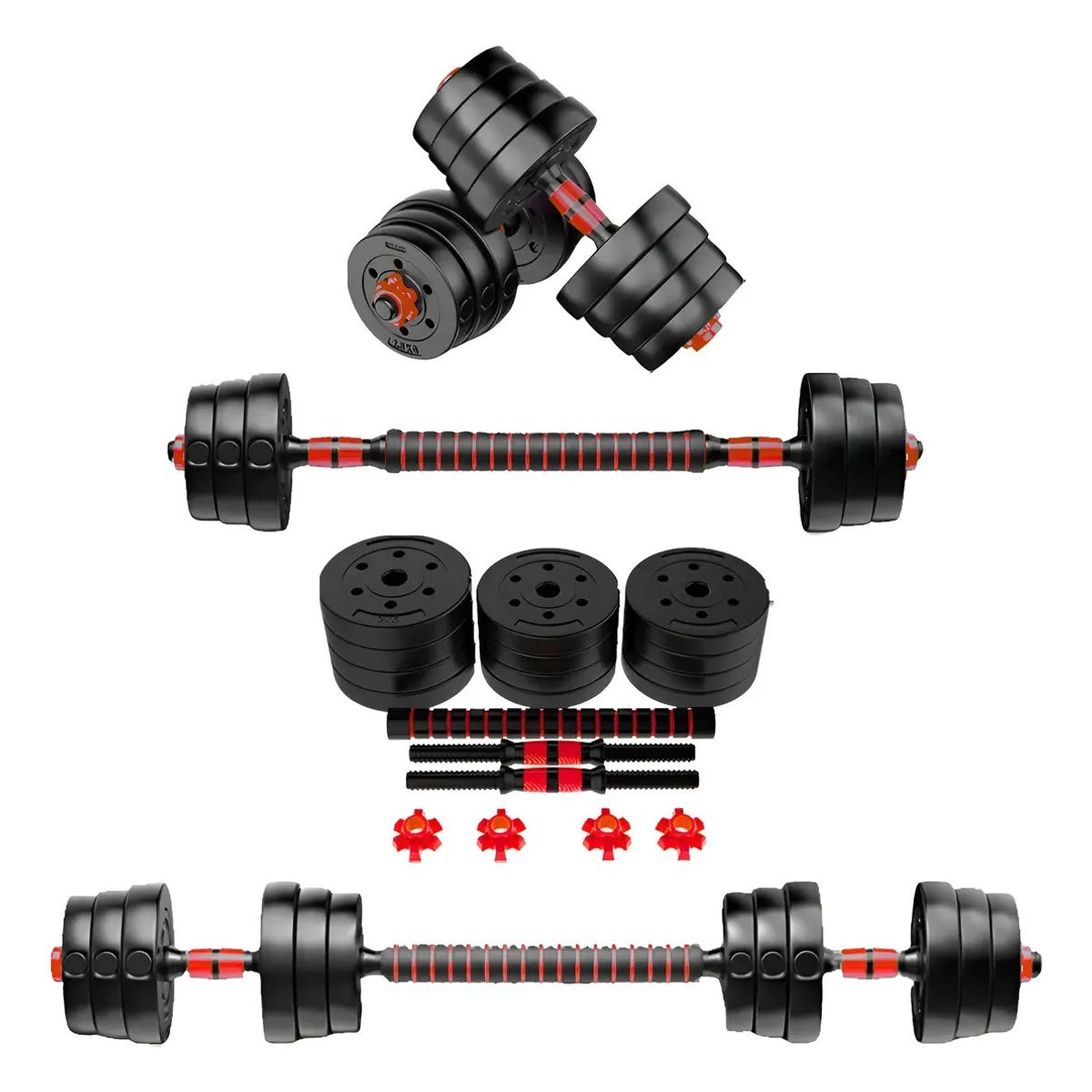 GENERICO - Set Pesas Mancuernas 50kg Ajustables Con Barra Extensora Kit