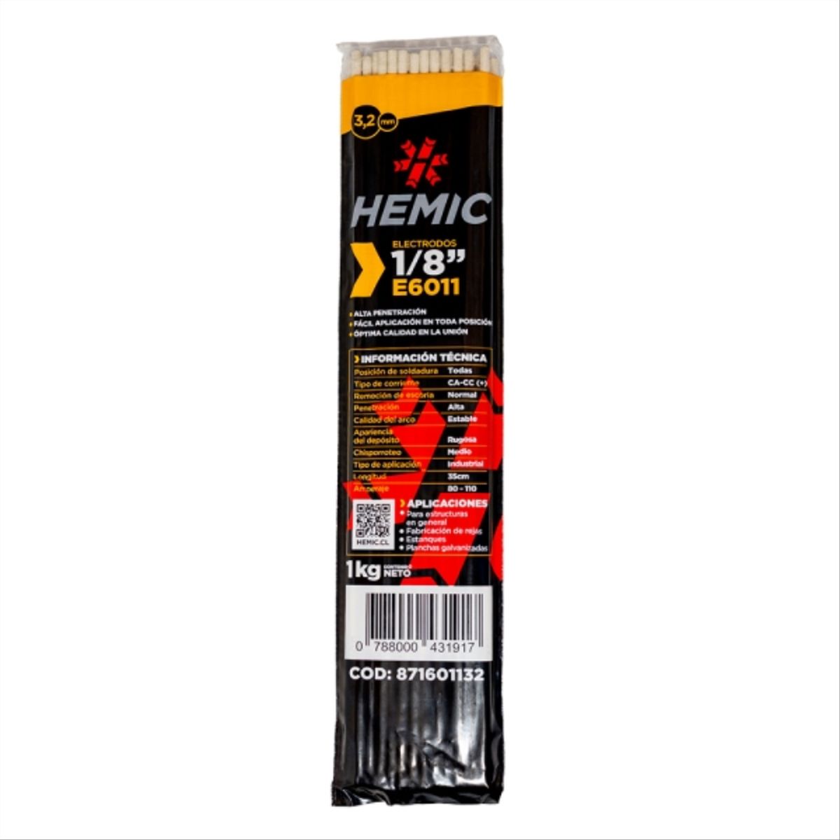HEMIC - Electrodo 6011 1/8 - 3,2mm bolsa 1kg hemic