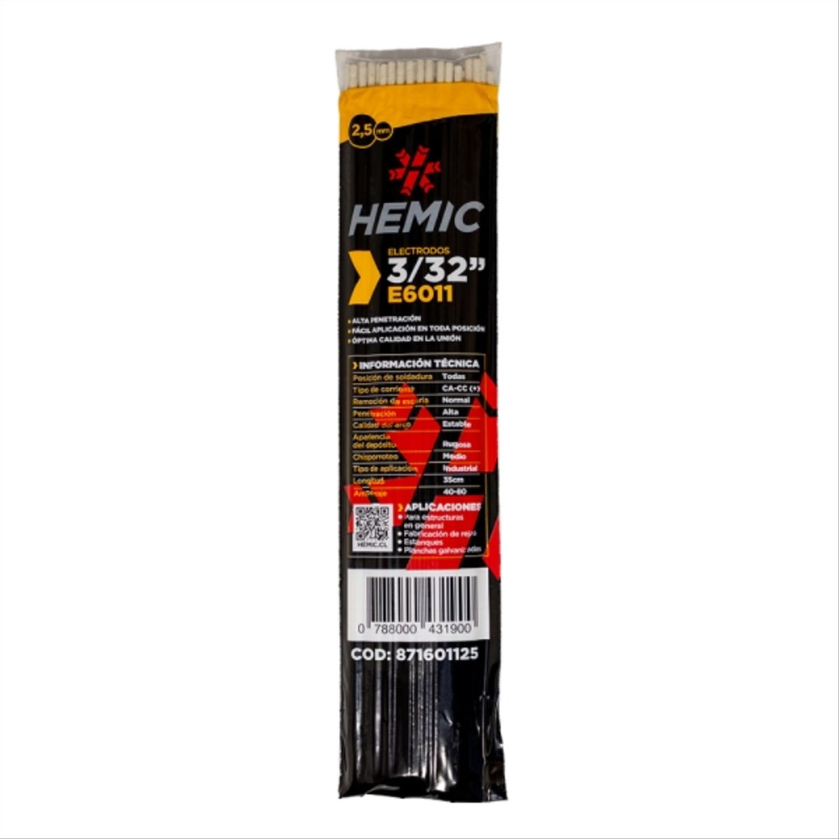 HEMIC - Electrodo 6011 3/32 - 2,5mm  bolsa 1kg hemic